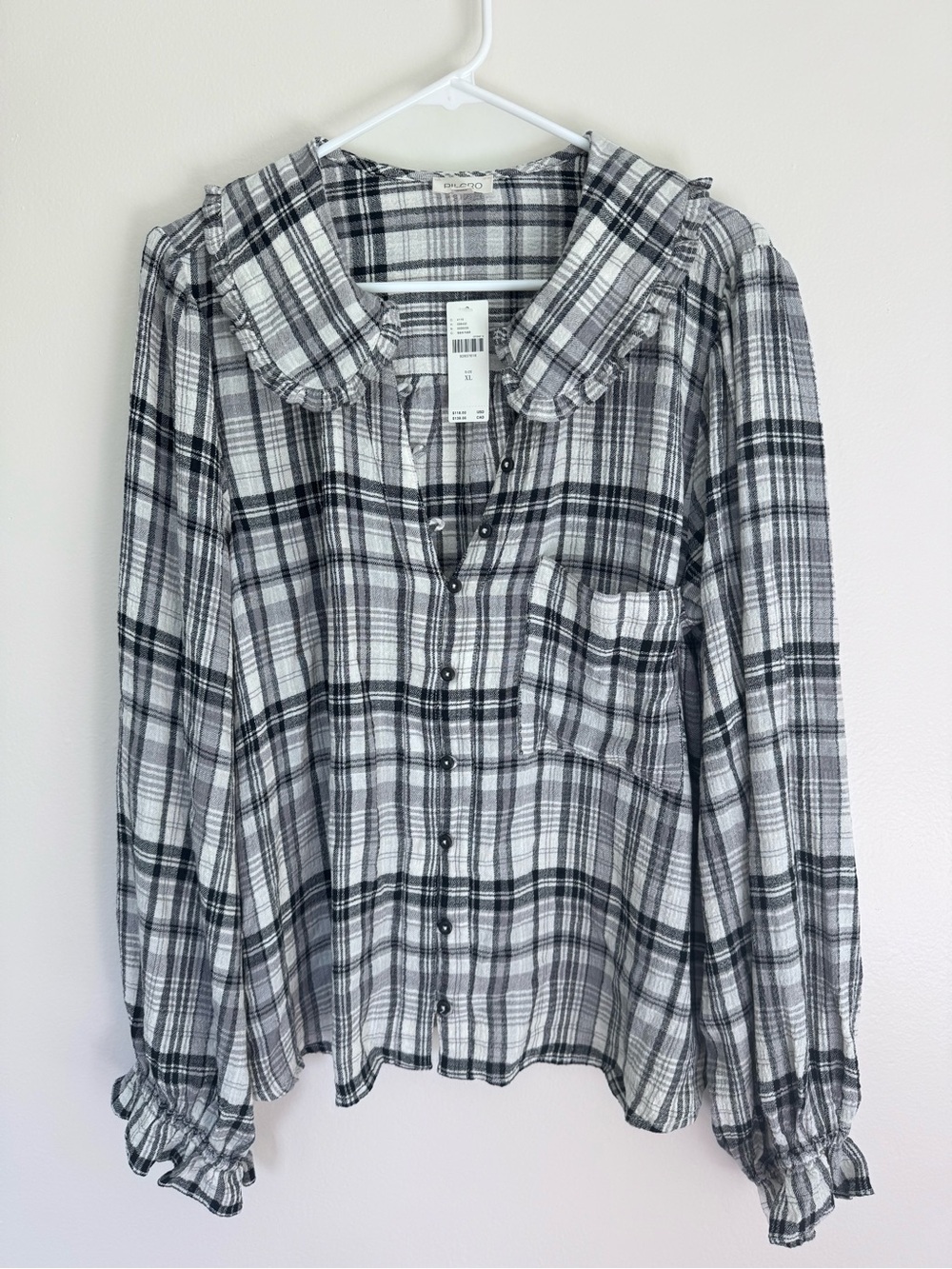 Anthropologie Pilcro Keira Collared Button-Front Blouse Plaid size XL NWT NEW - Picture 2 of 9